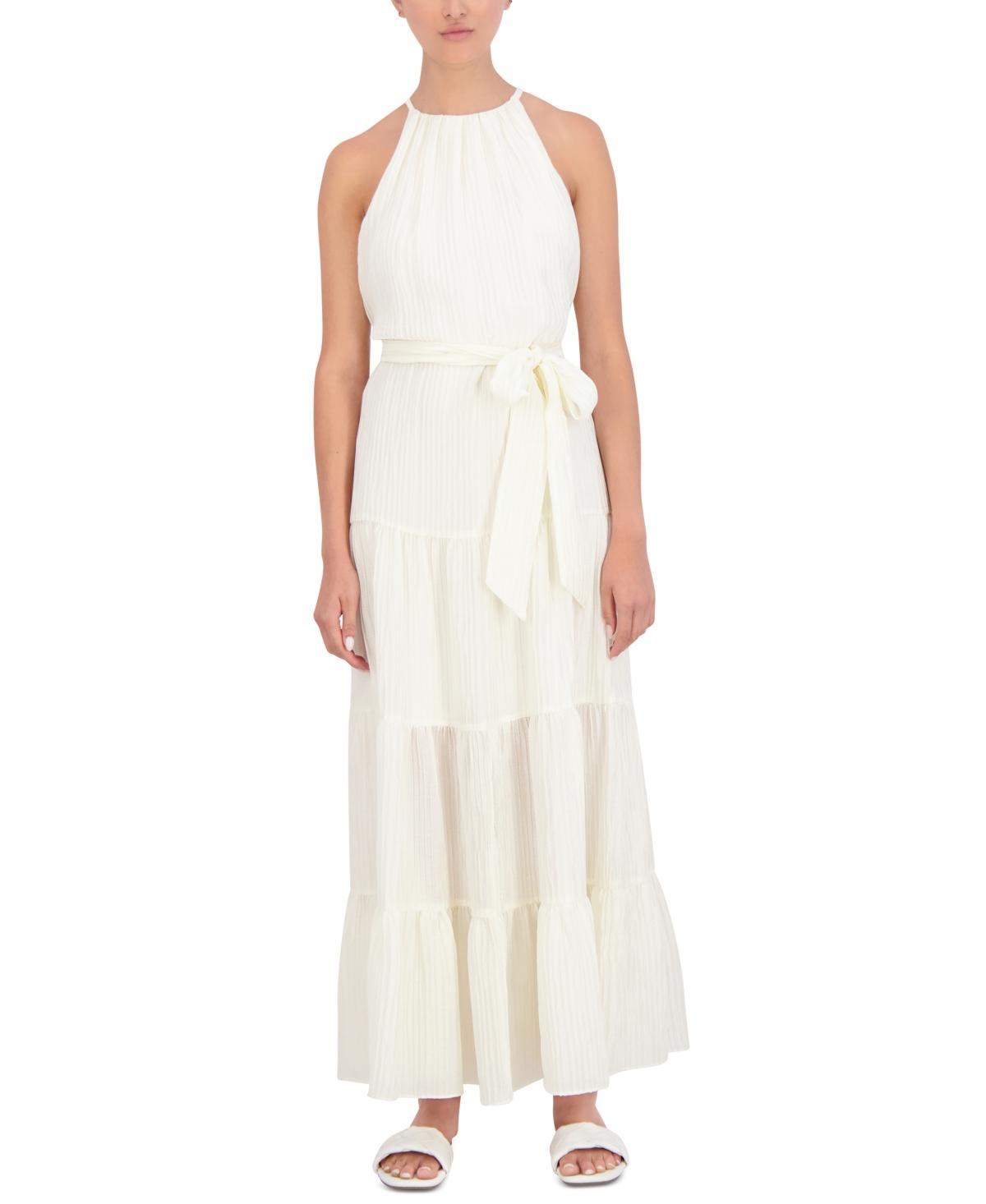 Bcbg New York Womens Plisse Halter Tiered Maxi Dress Product Image