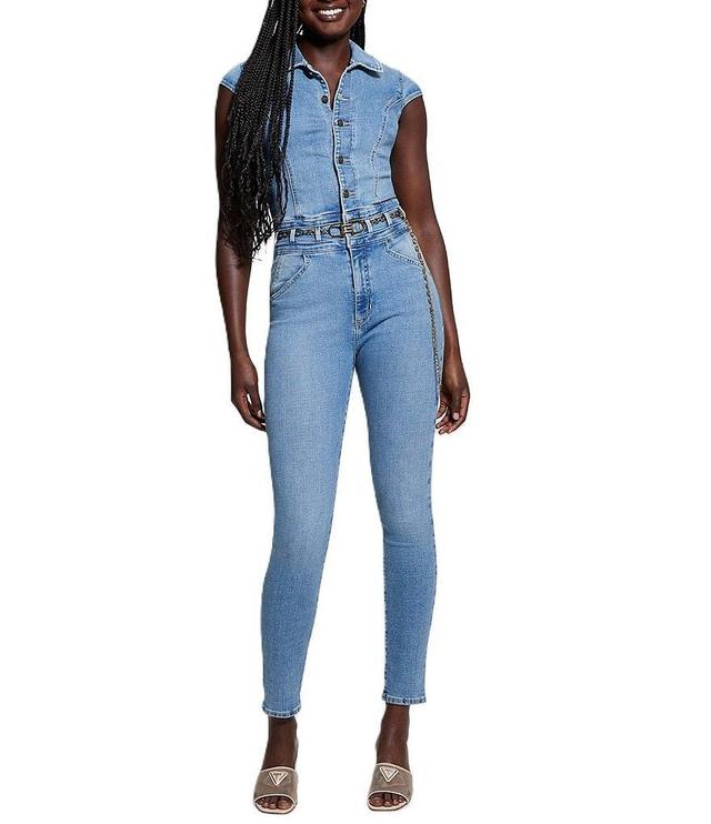 Guess Nova Short Sleeve Denim Jumpsuit Product Image