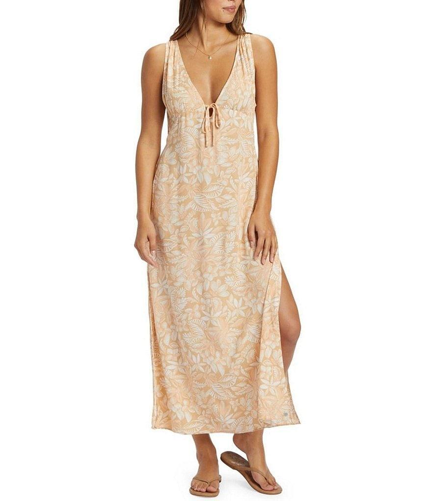 Roxy Pearl Moonlight Printed Side Slit Maxi Dress Product Image