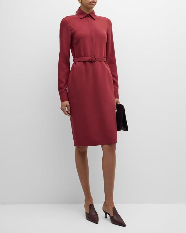 Belted Crepe Shirtdress Product Image