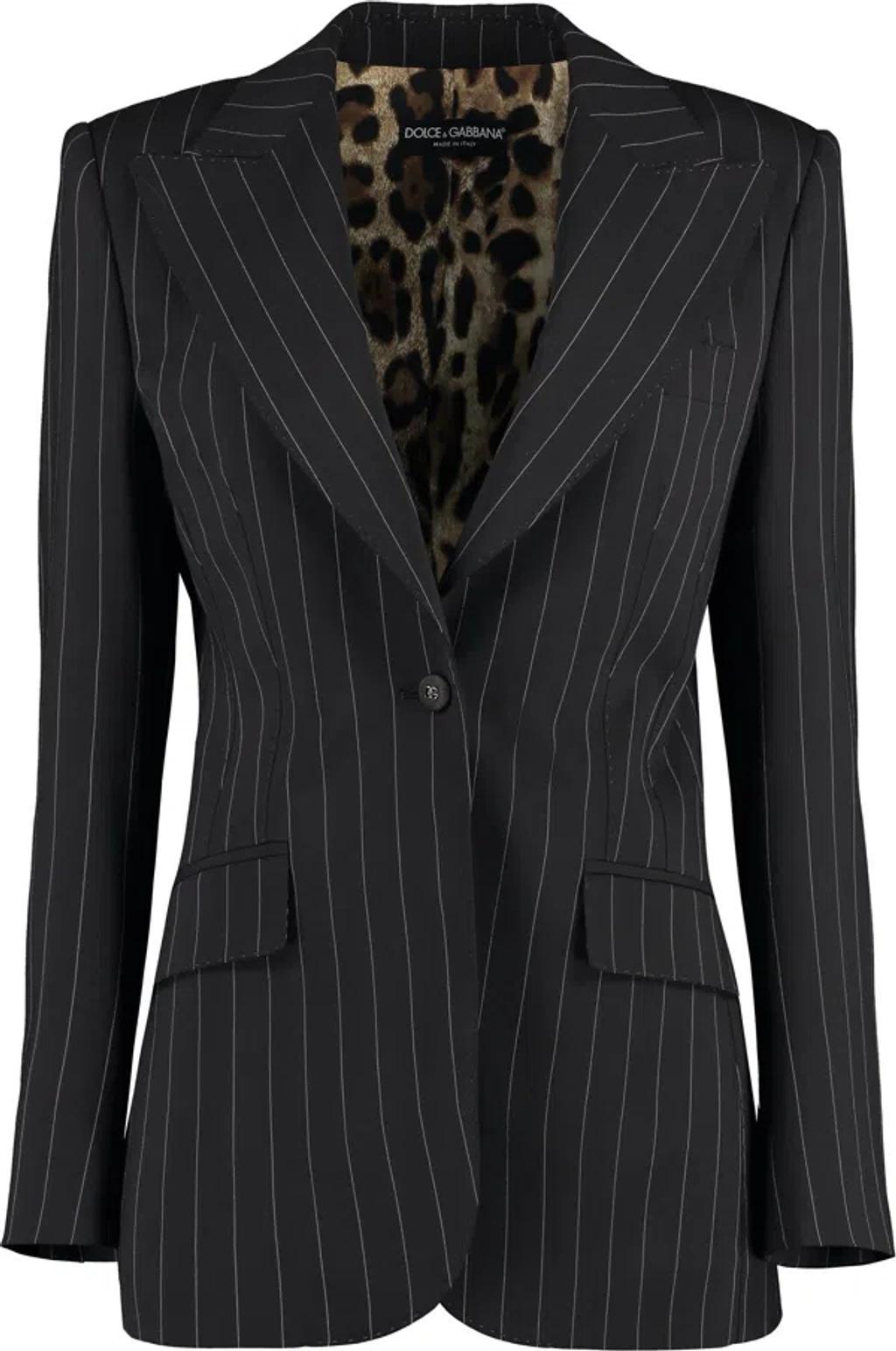 Women's Wool Pinstripe Blazer In Brown Product Image