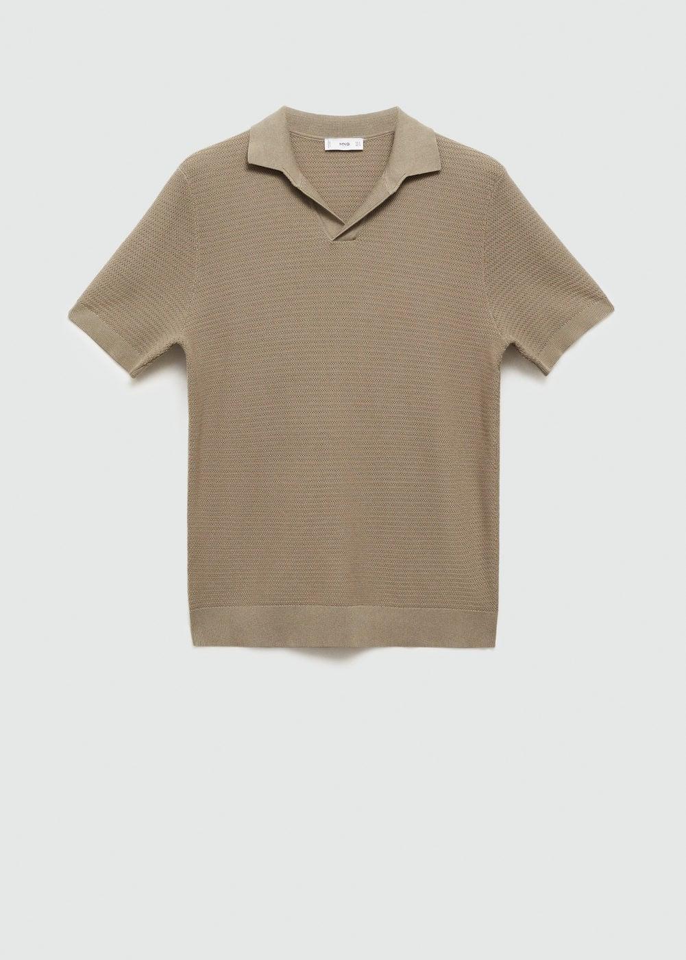 MANGO MAN - Tencel cotton polo shirt with braided knit olive greenMen Product Image