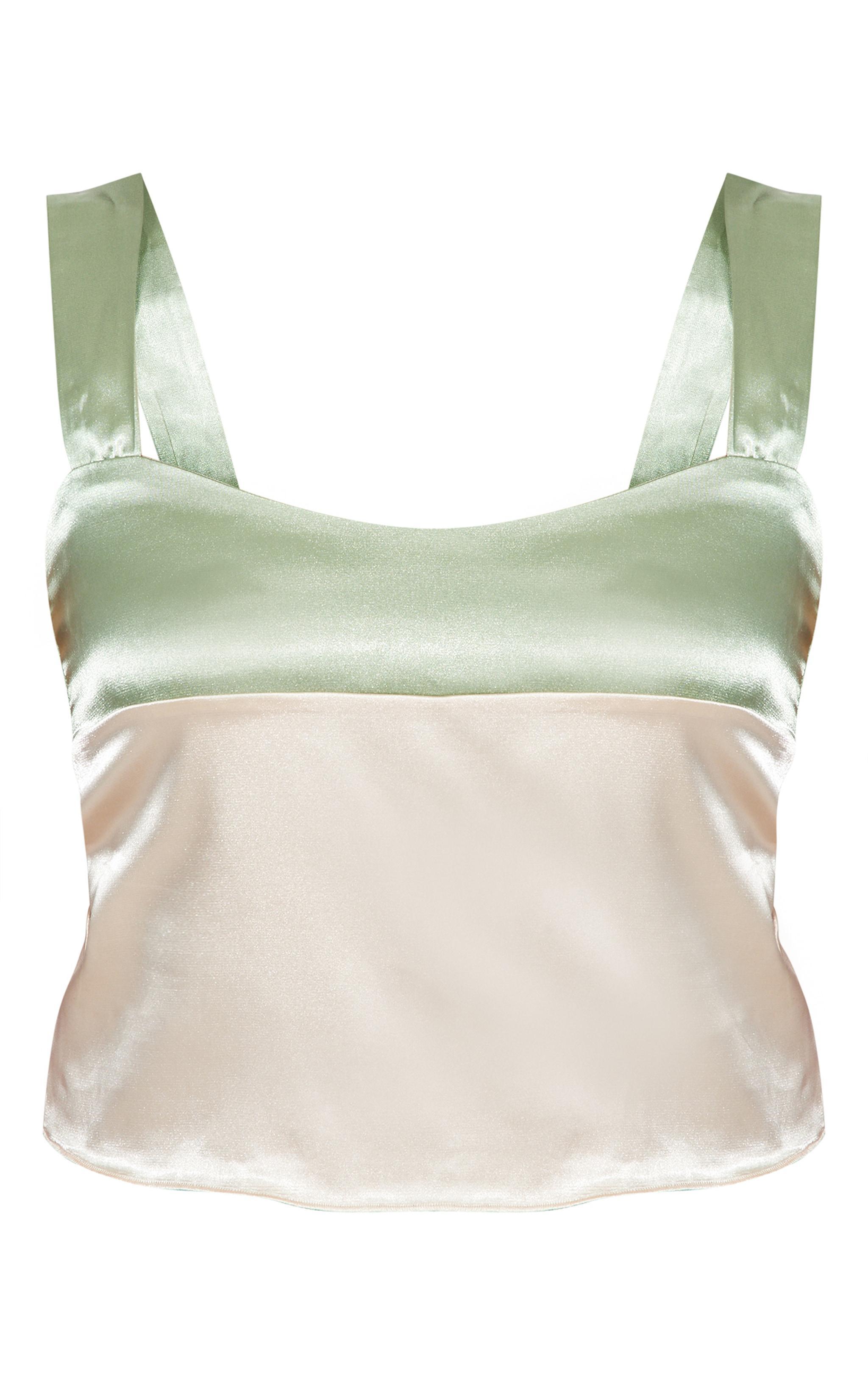 Champagne Satin Color Block Cami Top Product Image