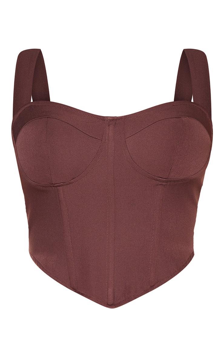 Shape Chocolate Brown Woven Corset Crop Top Product Image