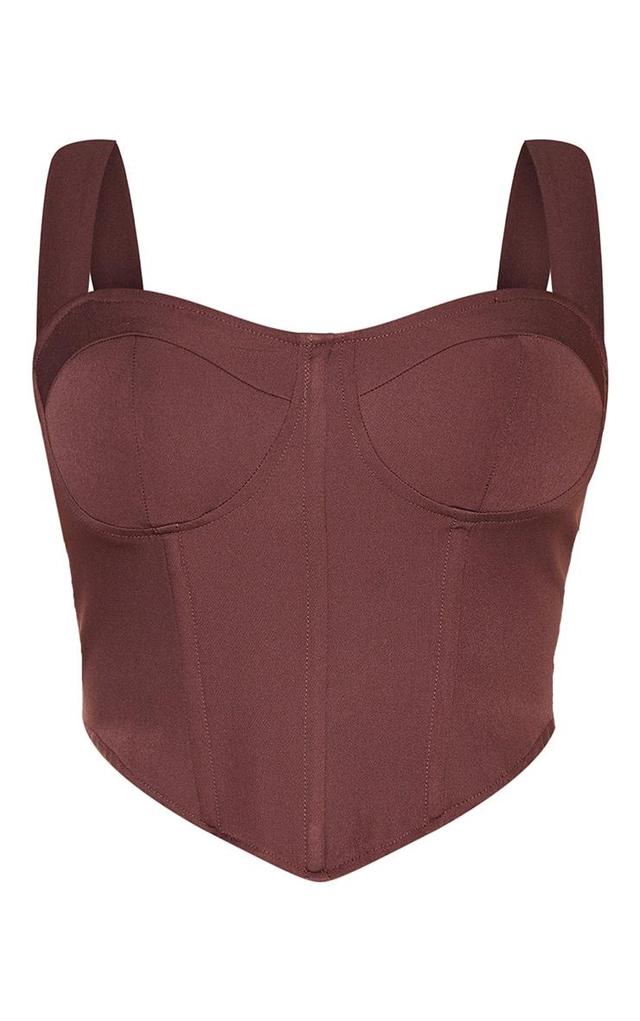 Shape Chocolate Brown Woven Corset Crop Top Product Image