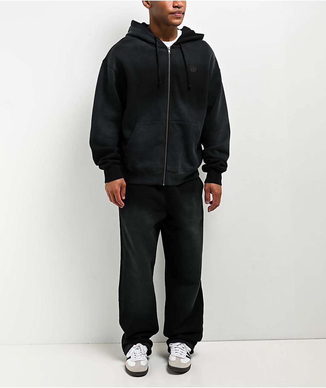 Ninth Hall Fundamentals Sunbleached Black Wash Zip Hoodie Product Image