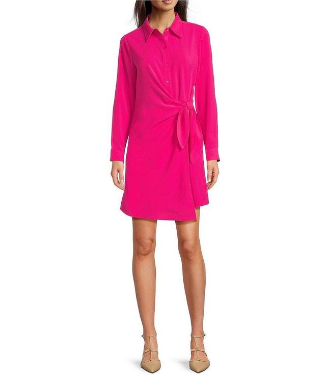 Alex Marie Ryden Point Collar Button Down Long Sleeve Wrap Dress Product Image