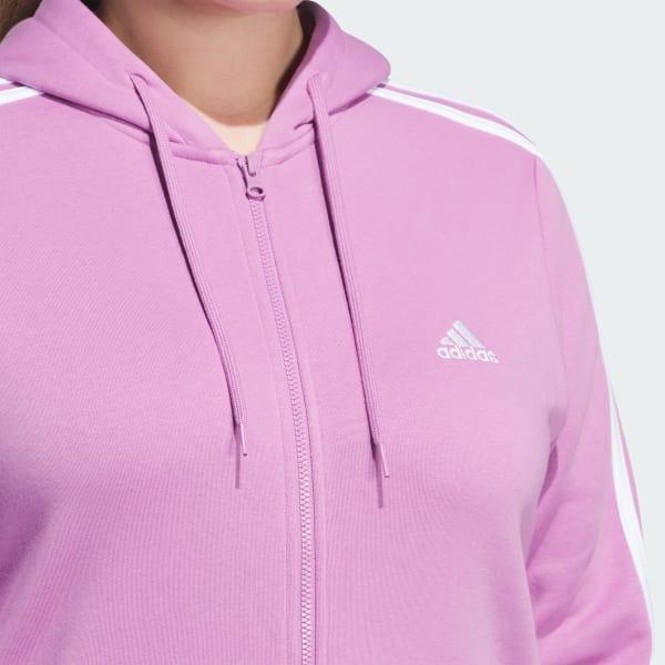 Essentials 3-Stripes Full-Zip Fleece Hoodie (Plus Size) Product Image