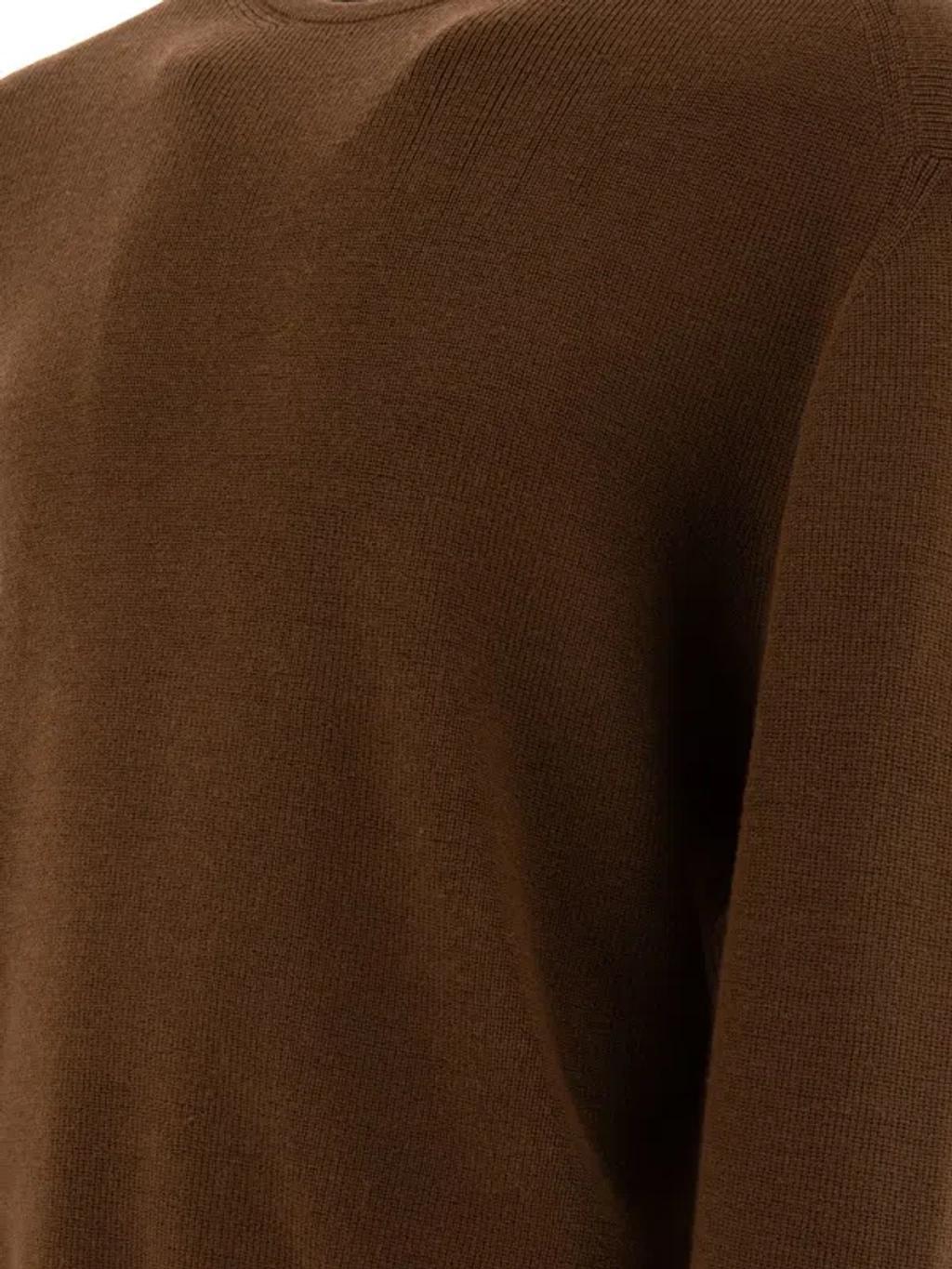 Crew-neck Rib-trim Jumper In Brown Product Image