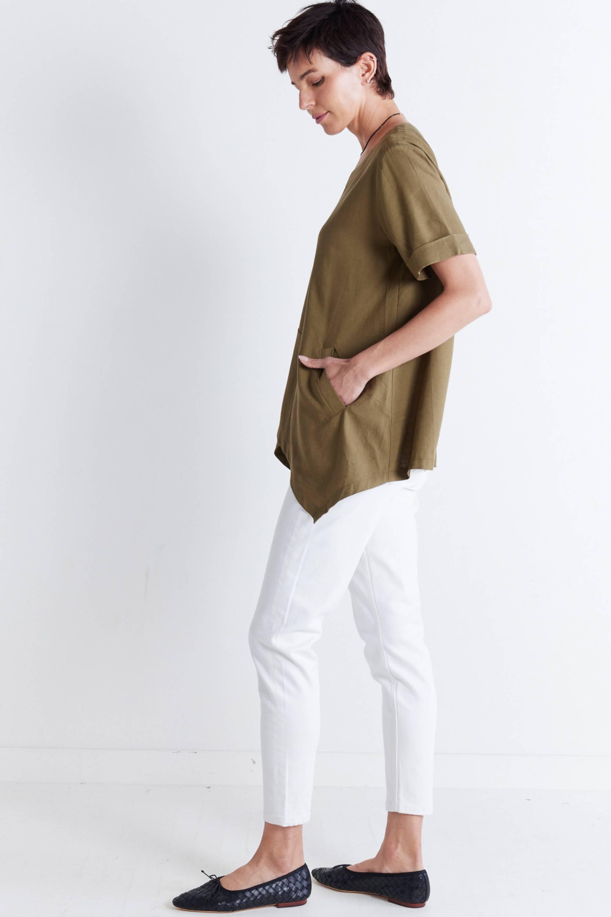 Breezy Asymmetric Linen Top Product Image