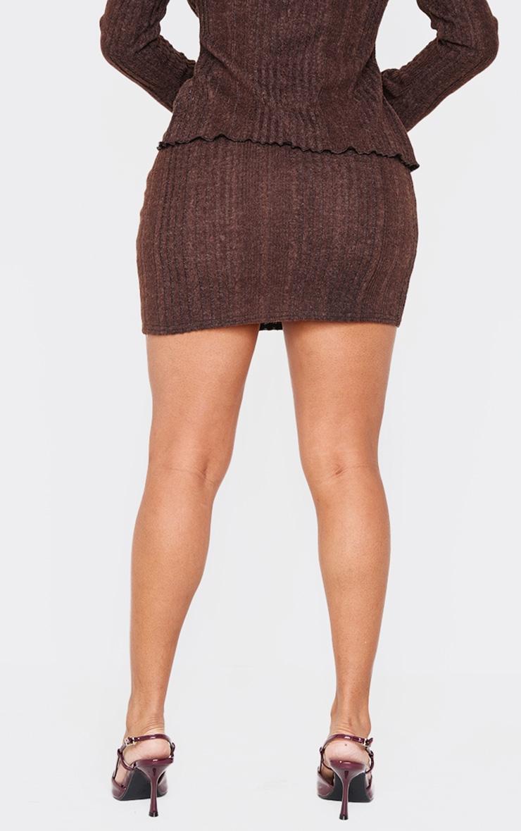 Shape Chocolate Brushed Rib Mini Skirt Product Image