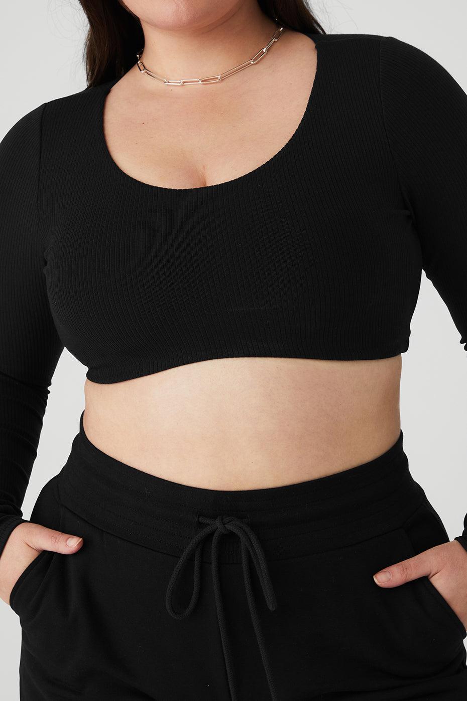 Ribbed Defined Long Sleeve Bra - Black Female Product Image