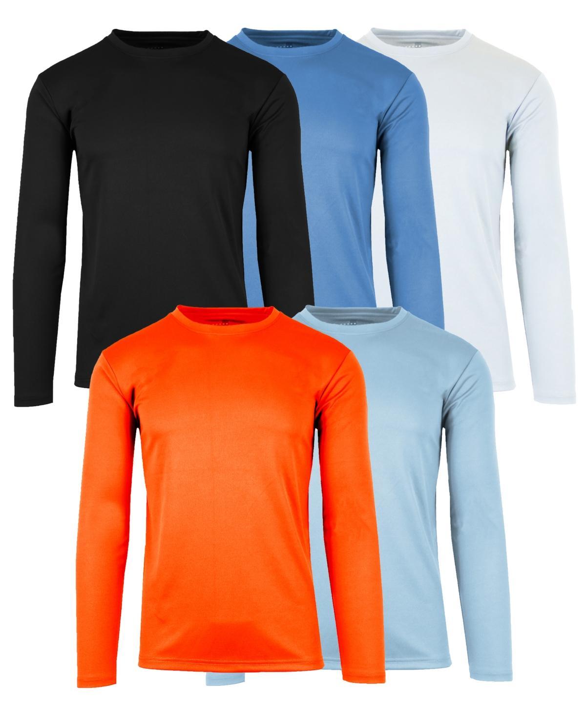 Galaxy By Harvic Mens Long Sleeve Moisture-Wicking Performance Crew Neck Tee -5 Pack Product Image