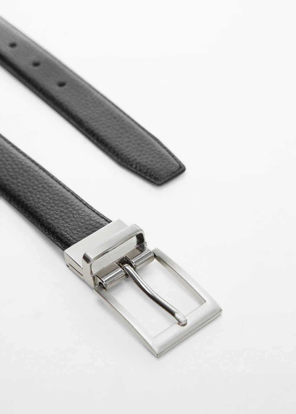 MANGO MAN - Pebbled leather belt blackMen Product Image