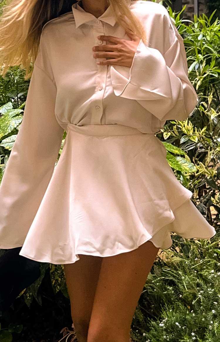 Johnston Cream Satin Mini Skirt Product Image