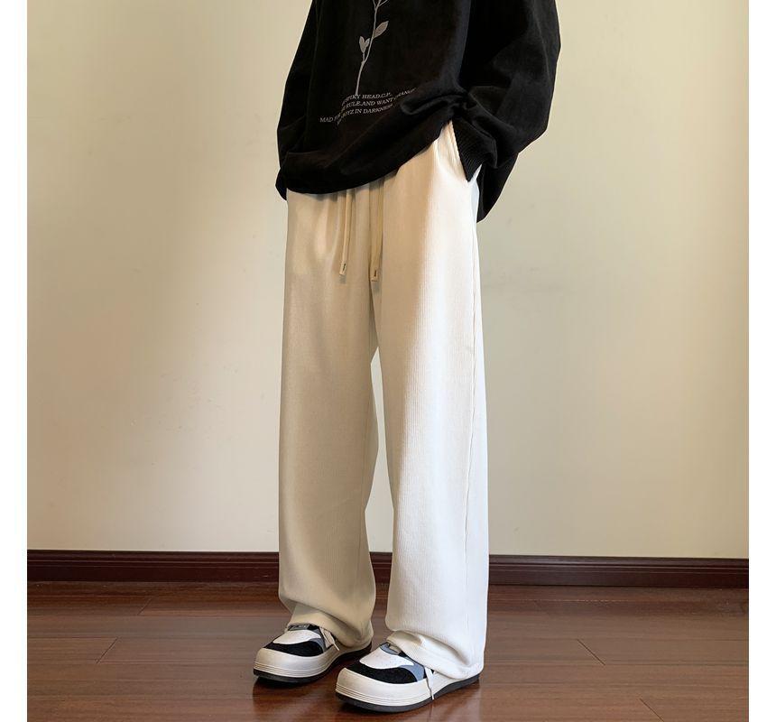 Mid Waist Plain Wide Leg Pants Product Image