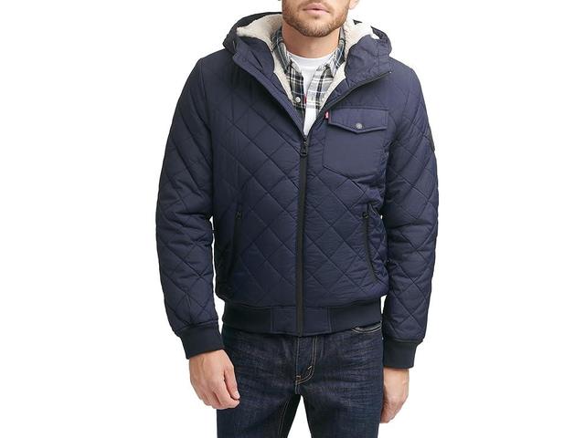 Levi's(r) Diamond Quilted Bomber with Sherpa Lined Hood Men's Clothing Product Image