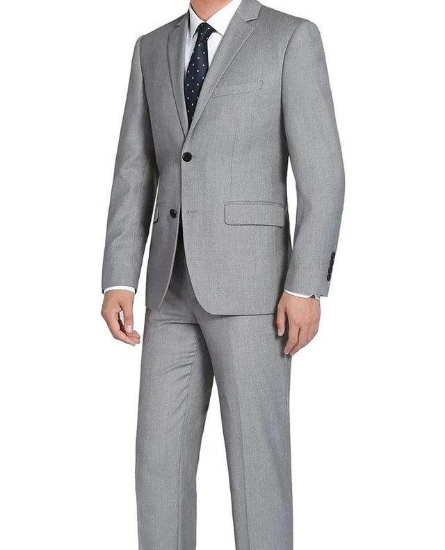 Bevagna Collection - Light Gray 100% Virgin Wool Regular Fit Pick Stitched 2 Piece Suit Product Image