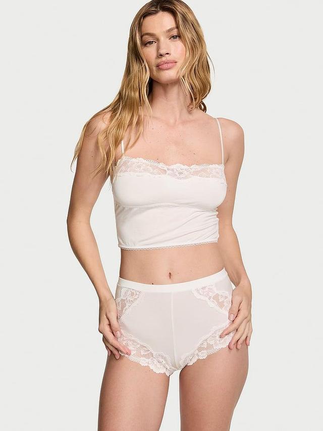 Modal & Lace Trim Straight-Neck Cami Set Product Image