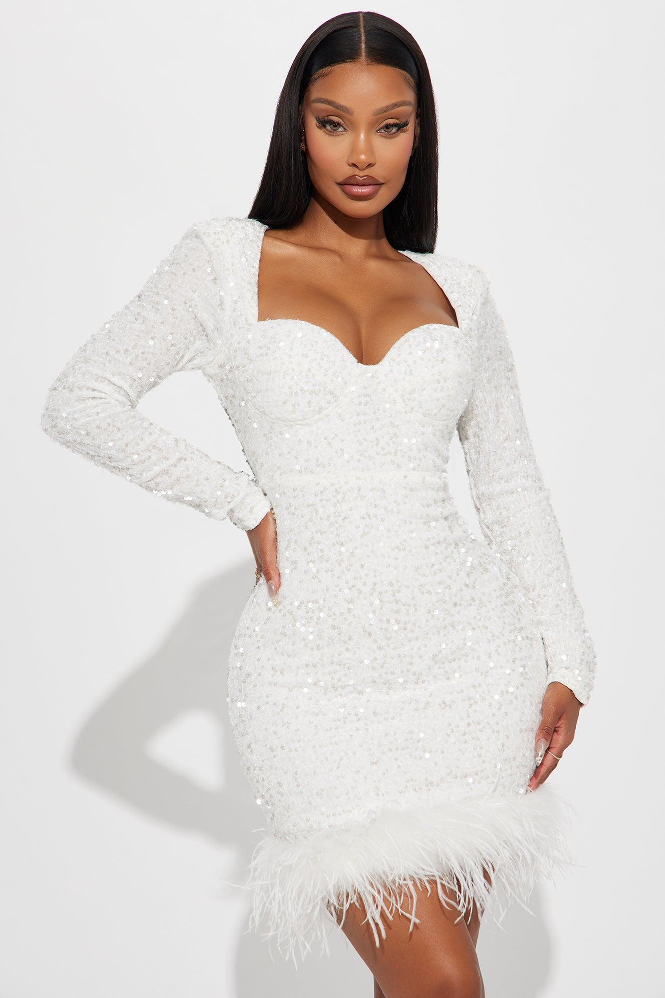 Soleil Sequin Mini Dress - White product image