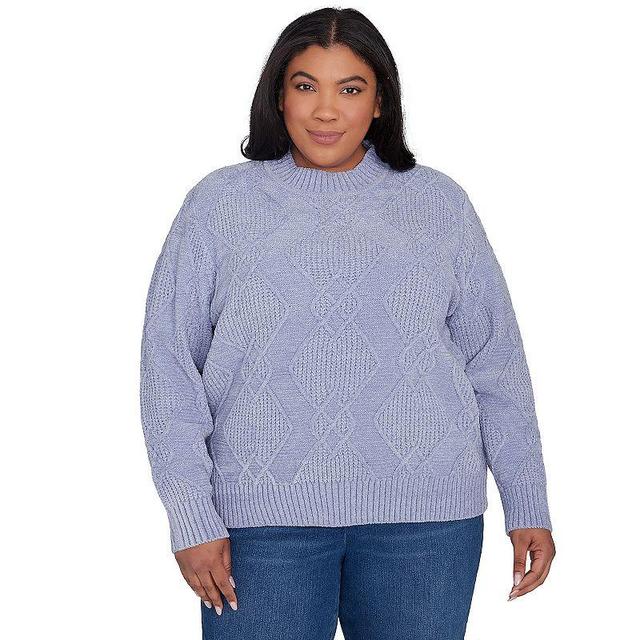 Plus Size Alfred Dunner Chenille Diamond Mockneck Sweater, Womens Product Image