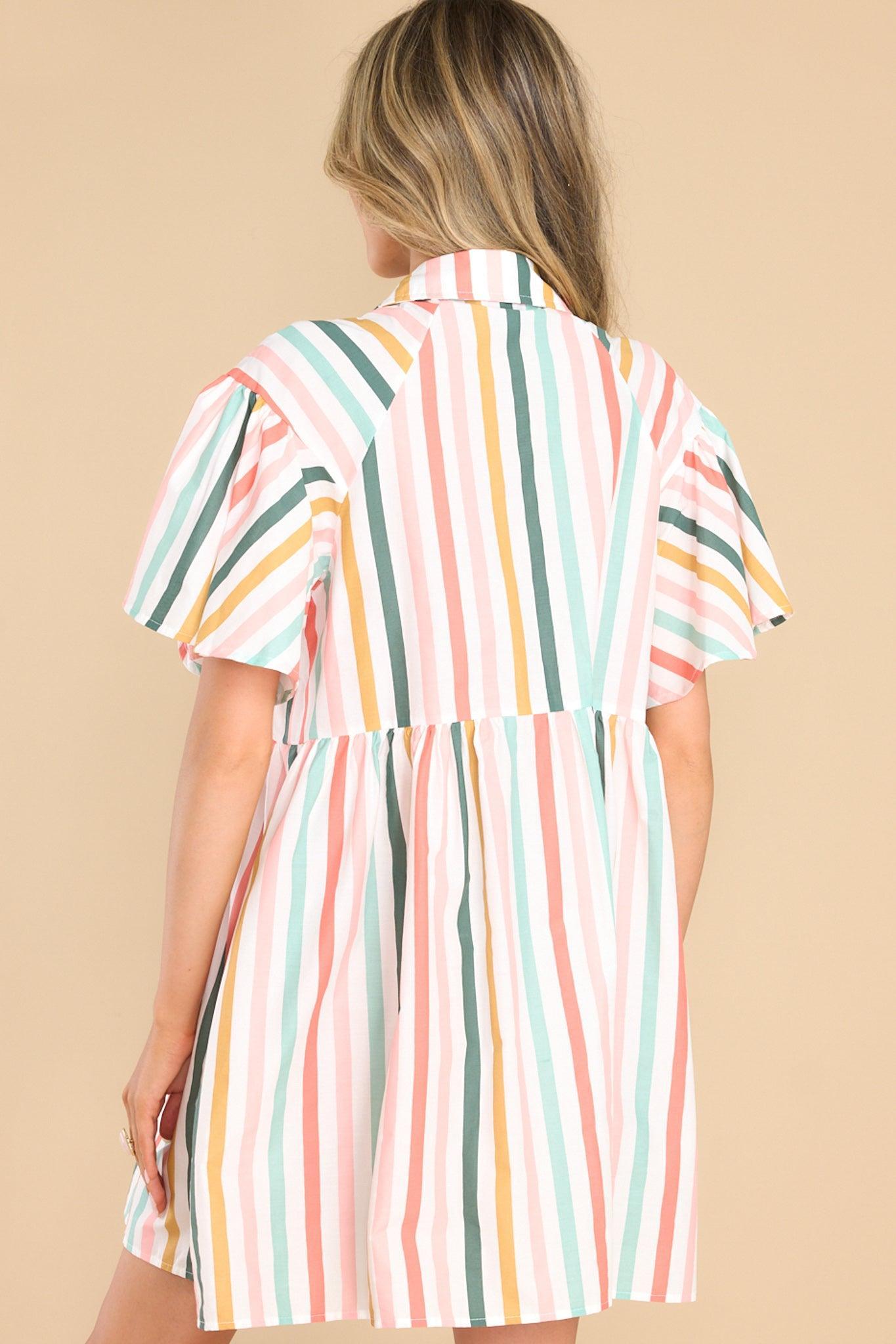 Aura In The Clouds Desert Sage Multi Stripe Dress Product Image