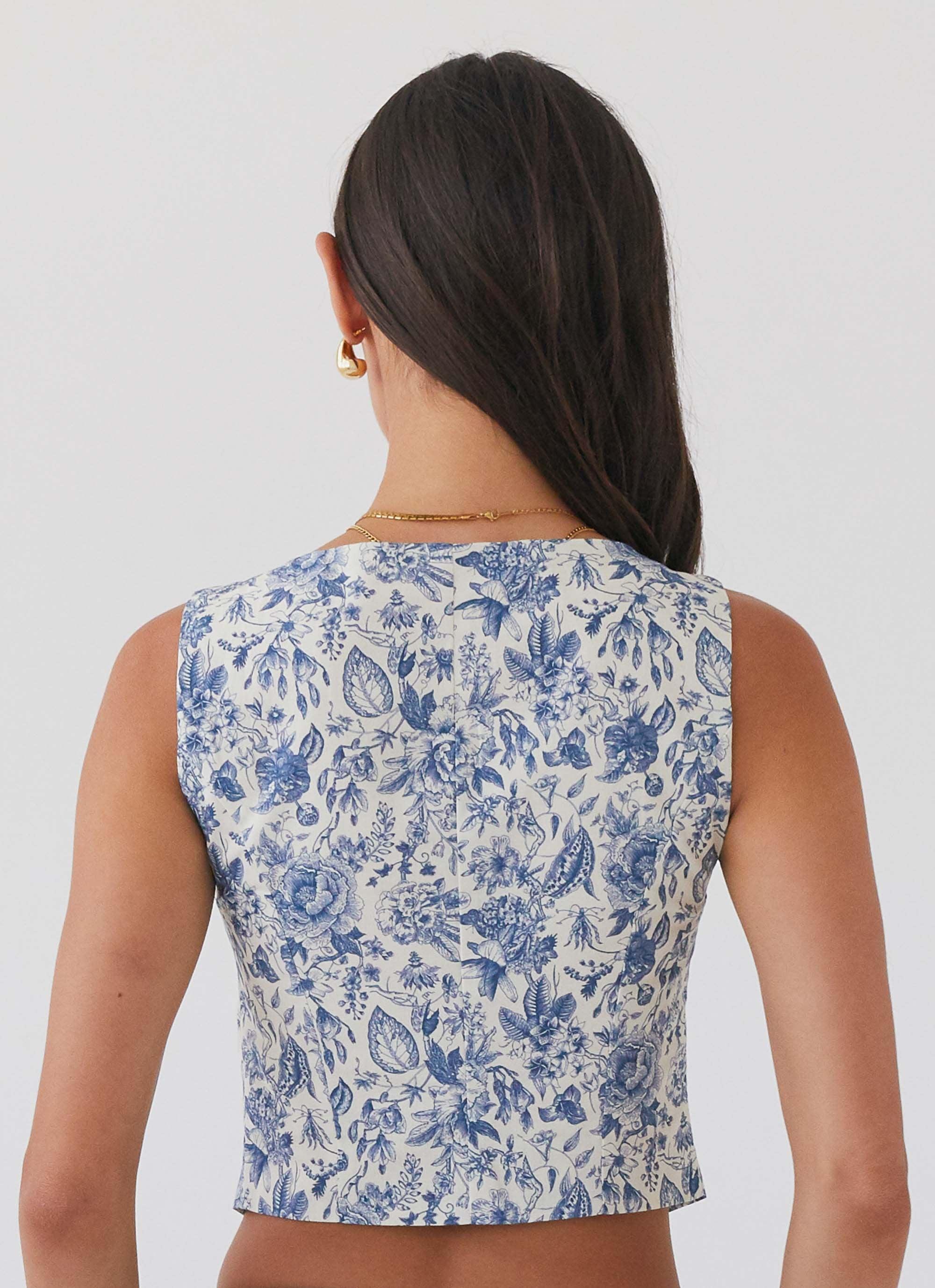 Take Me Away Corset Top - Blue Paisley Product Image