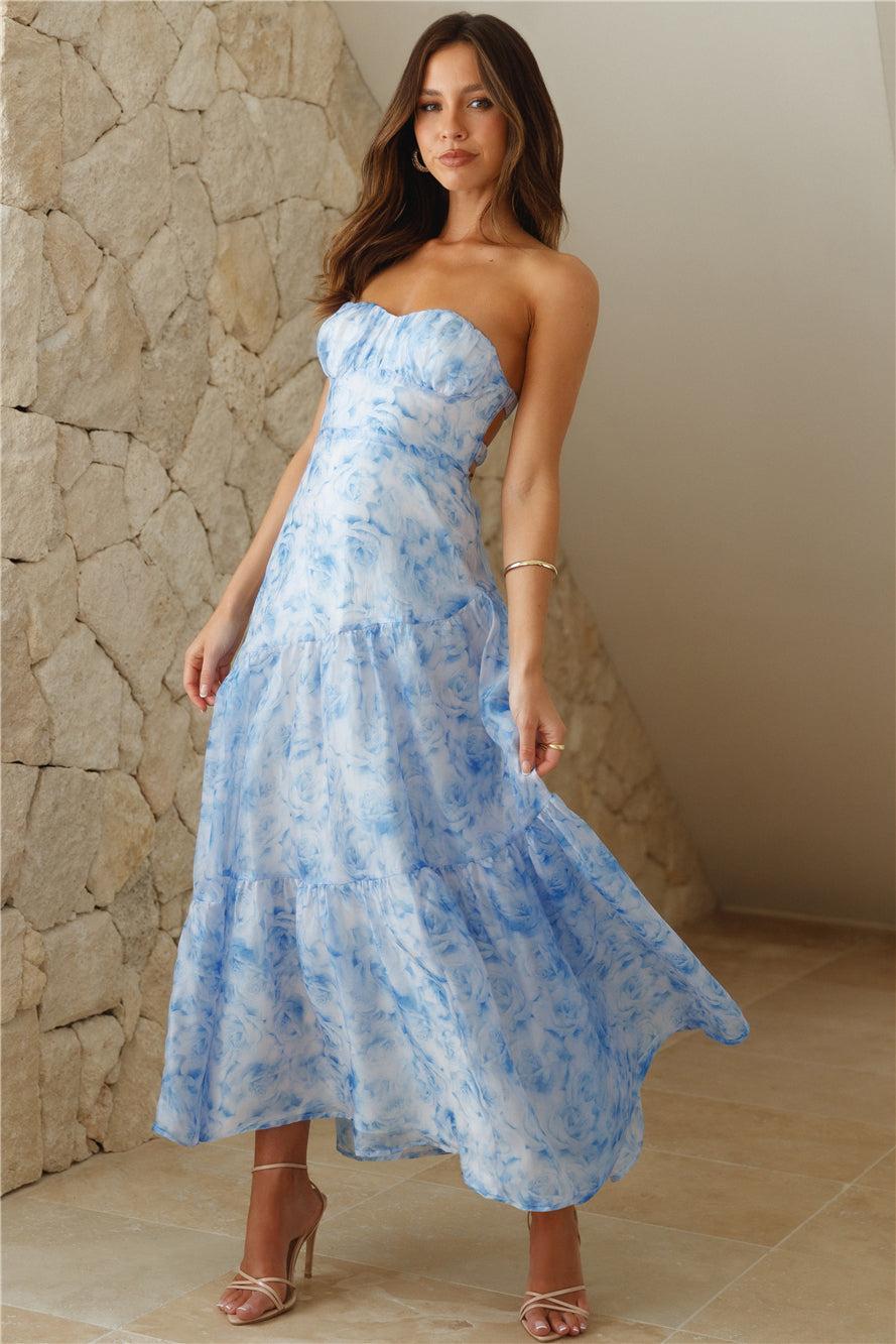 Her Best Version Strapless Maxi Dress Blue Product Image