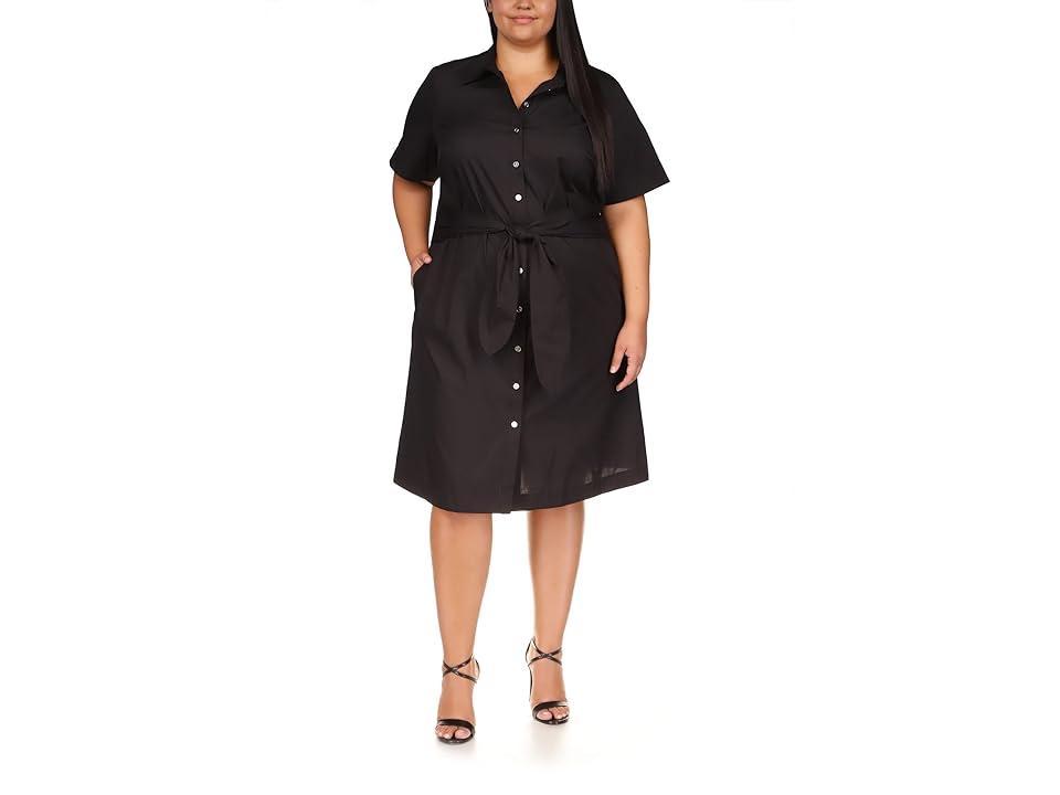 MICHAEL Michael Kors Plus Size Poplin Tie Front Dress Women's Clothing Product Image