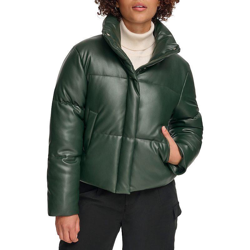 Levis Womens Faux-Leather Short Puffer Jacket Product Image