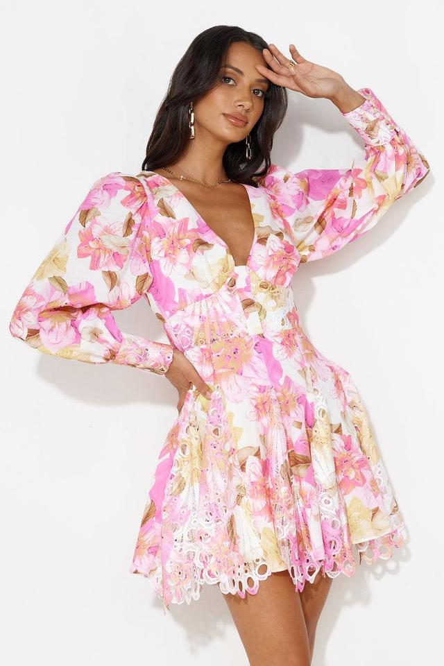 Fine Dining Brunch Mini Dress Pink Product Image