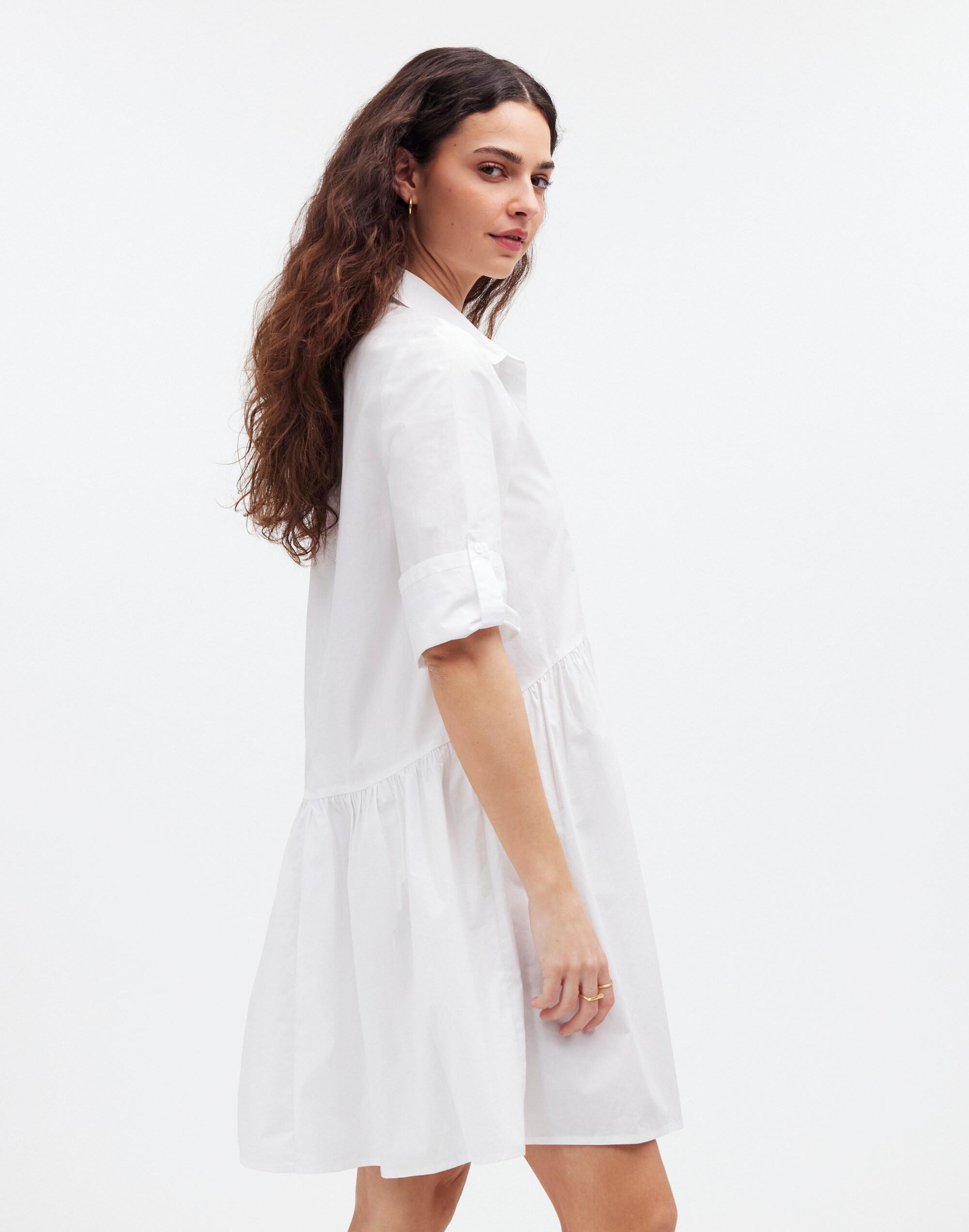 Button-Front Mini Shirtdress in Poplin Product Image