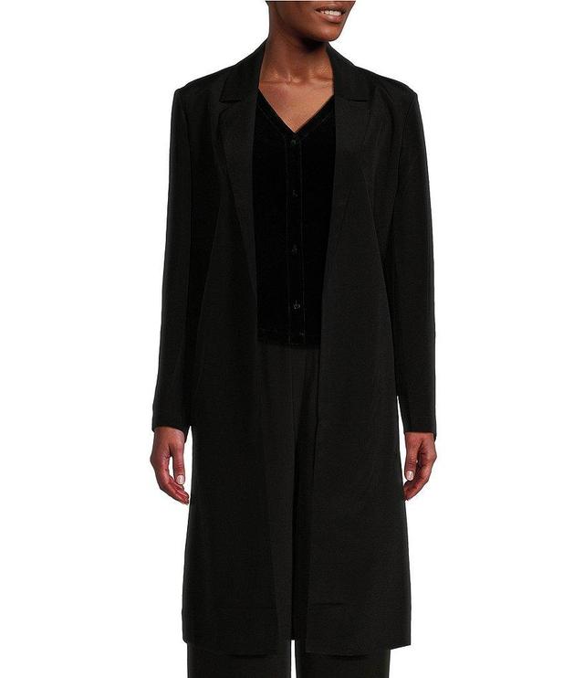 Eileen Fisher Silk Double Crepe Notch Collar Long Sleeve Open-Front Long Blazer Product Image