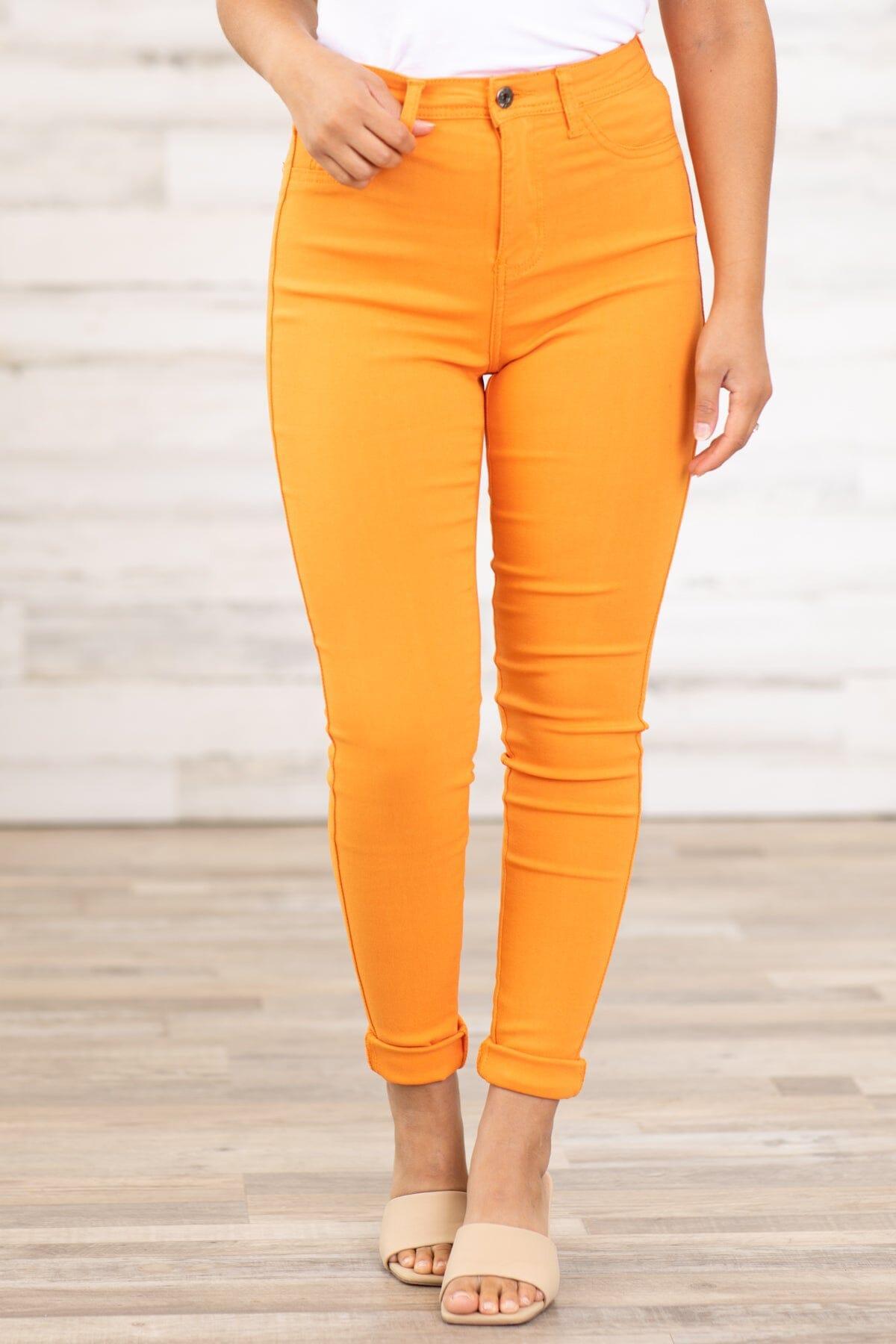 Orange Skinny Fit High Rise Pants Product Image