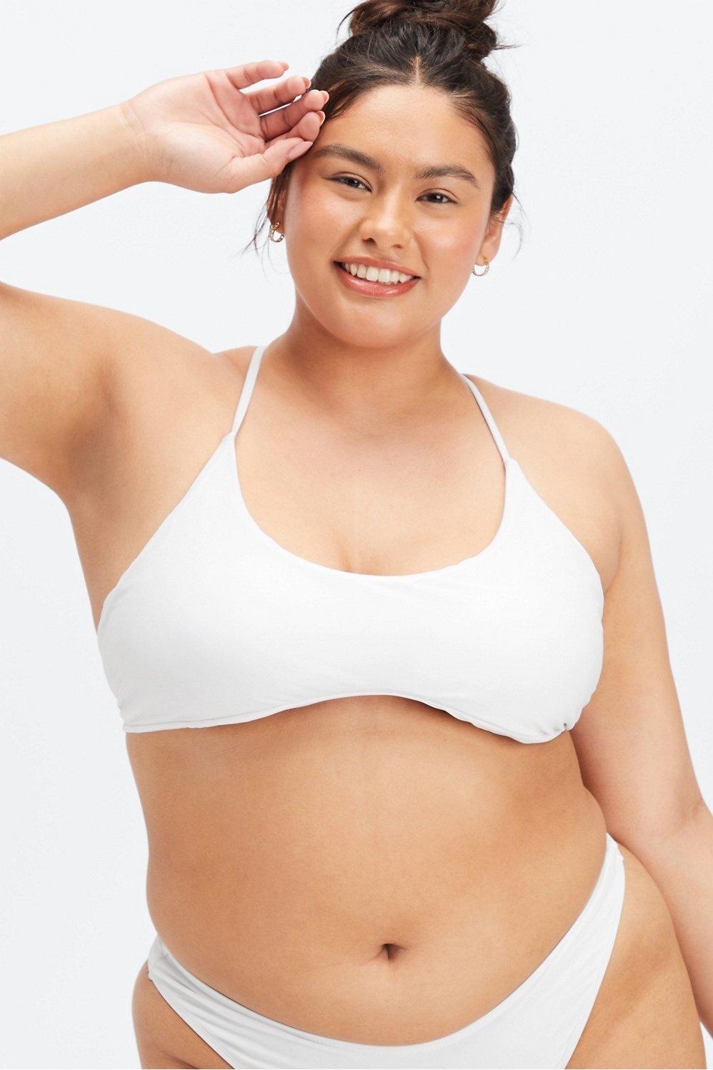 Fabletics Scoop Neck Bikini Top Womens white plus Size 4X Product Image