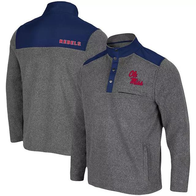 Mens Colosseum Heathered Charcoal/Navy Ole Miss Rebels Huff Snap Pullover Product Image