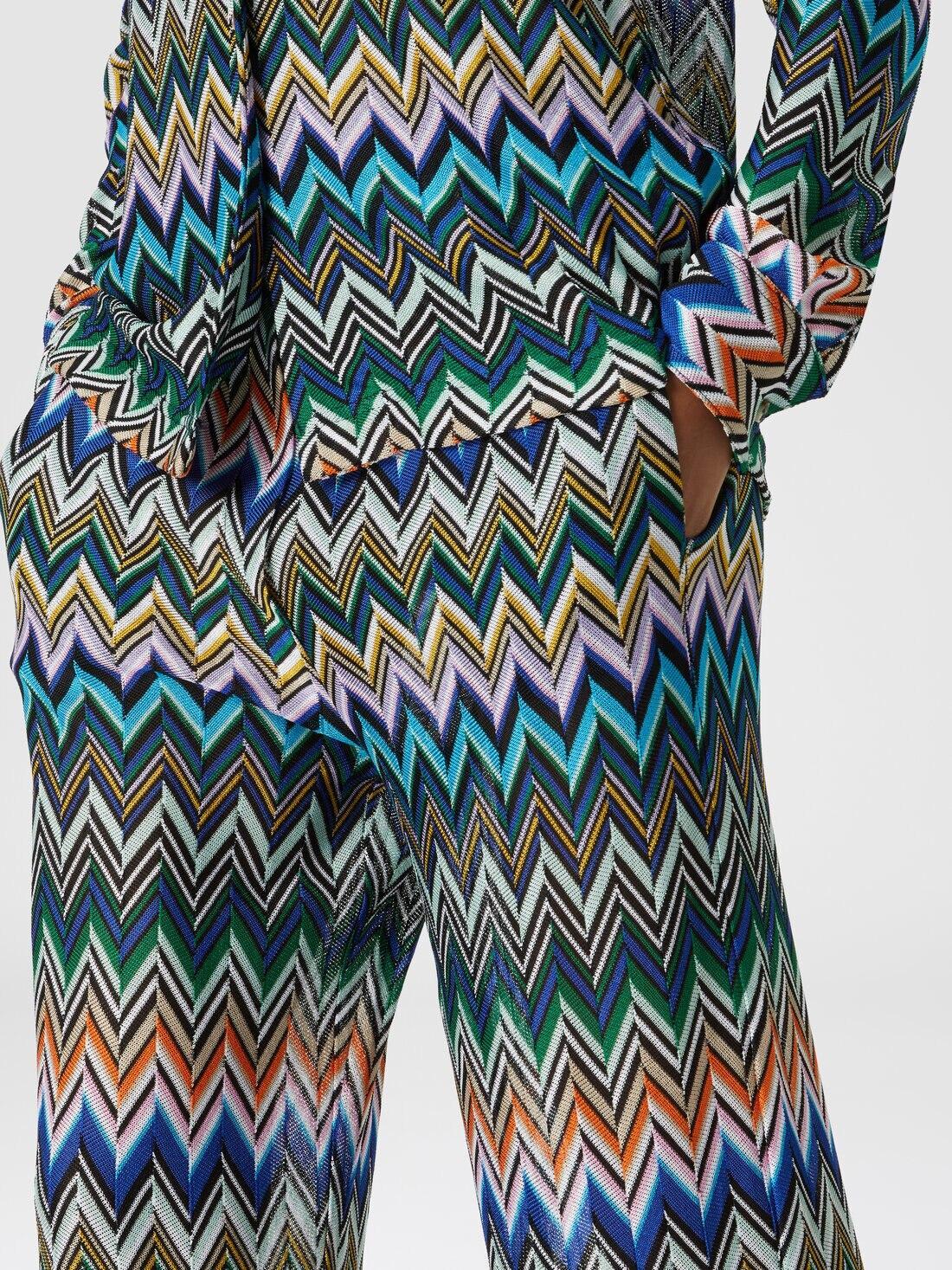 Viscose straight trousers with offset zigzag Blue & Multicoloured | Missoni product image