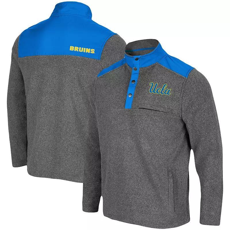 Mens Colosseum Heathered Charcoal/Blue UCLA Bruins Huff Snap Pullover Product Image