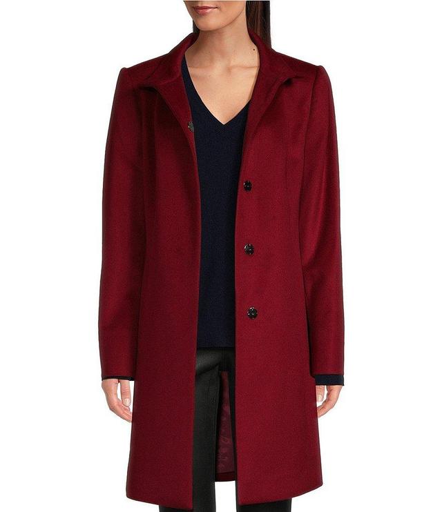 Katherine Kelly Pure Cashmere Stand Collar Hidden Snap Coat Product Image