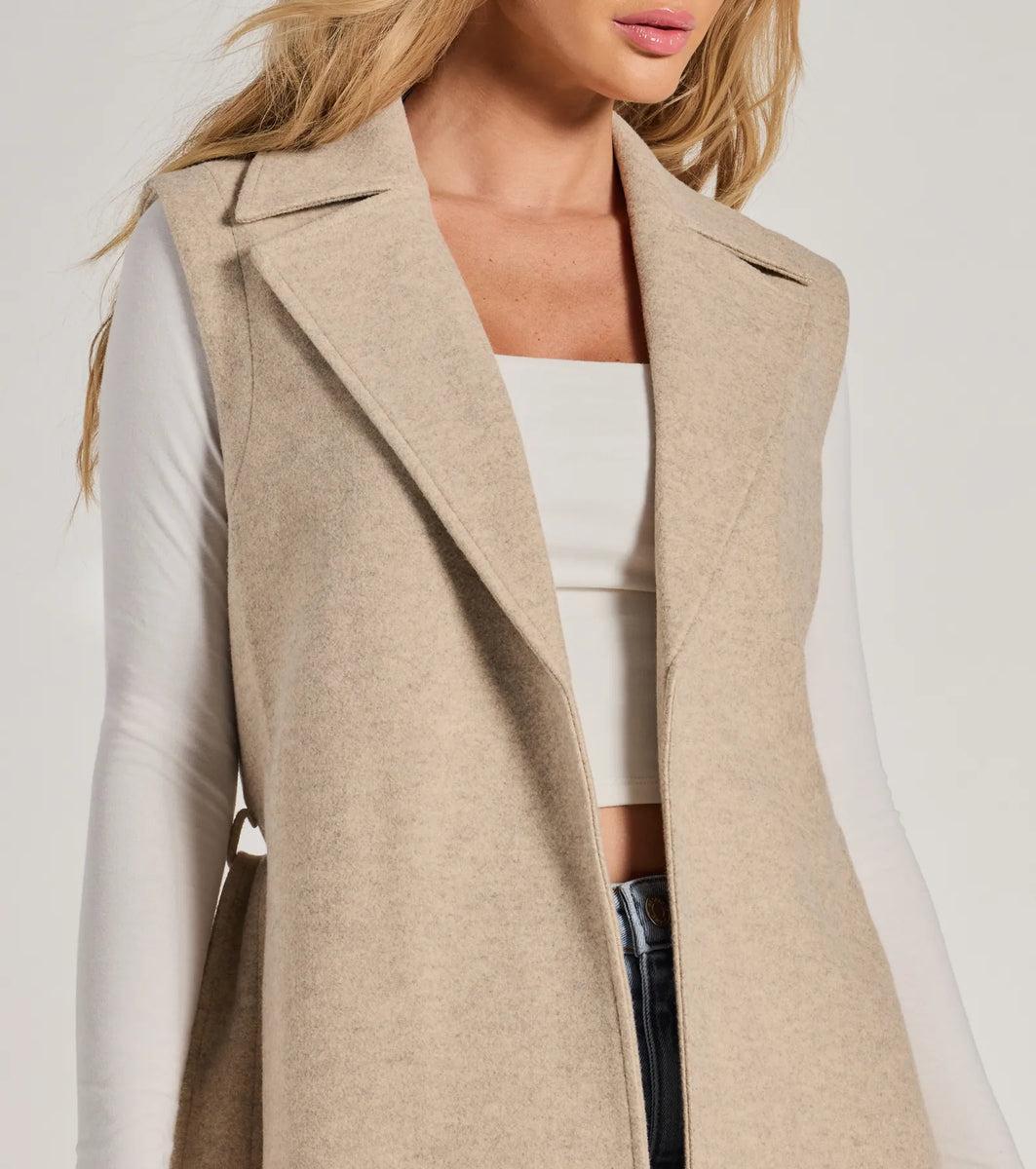 Autumn Chic Faux Wool Long Belted Vest product image