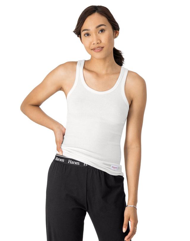 Hanes Originals Comfywear Womens Rib Tank White 2XL Product Image