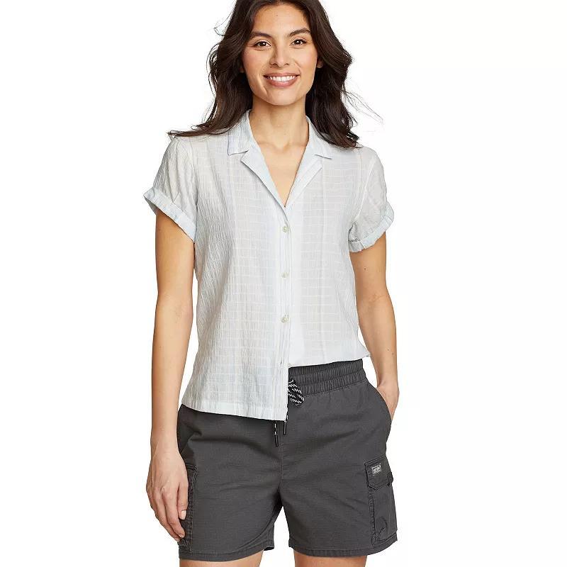 Womens Eddie Bauer Packable Camp Shirt Grey Blue Product Image