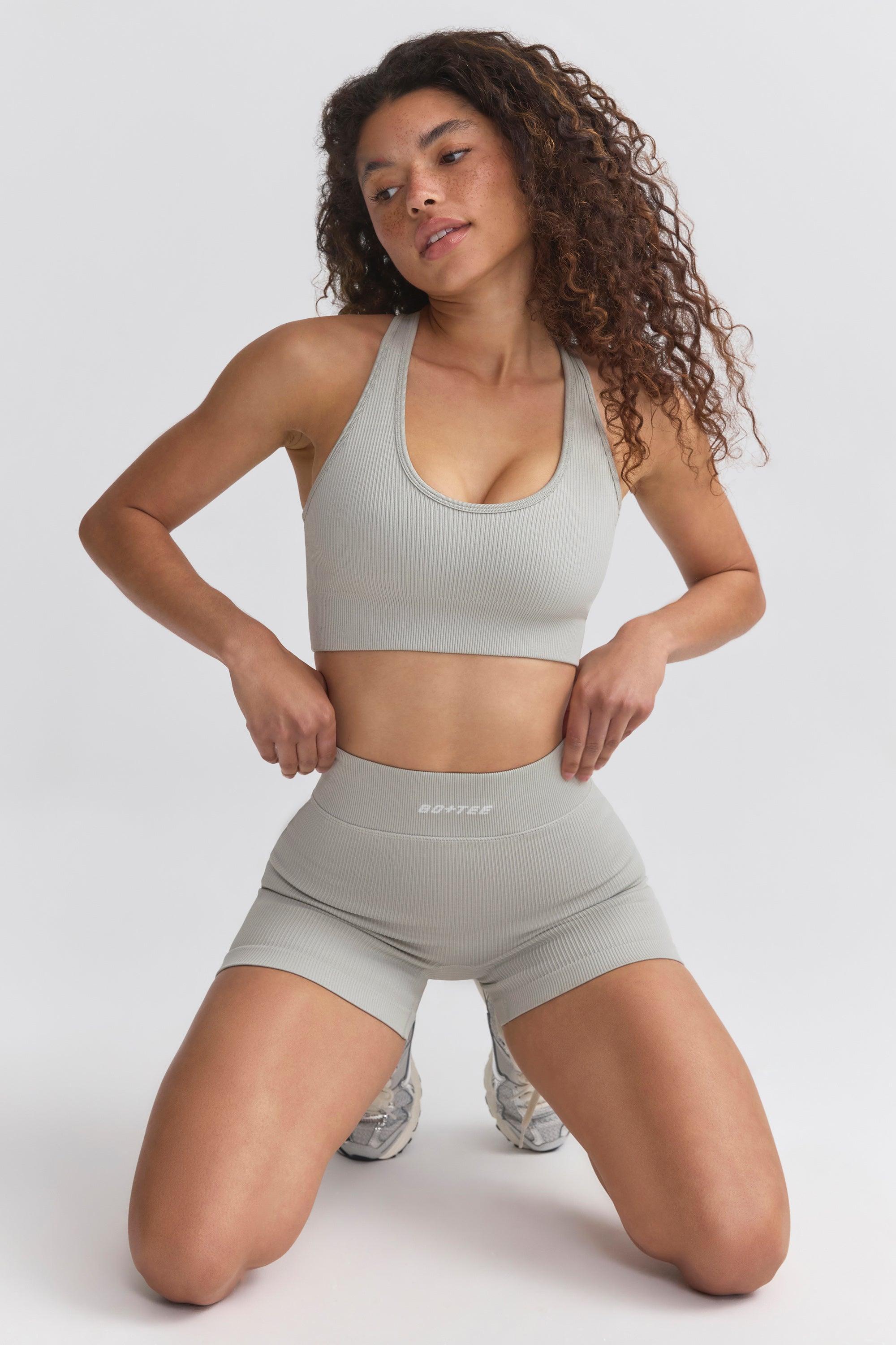 FlexiRib Racerback Sports Bra in Grey Female Product Image