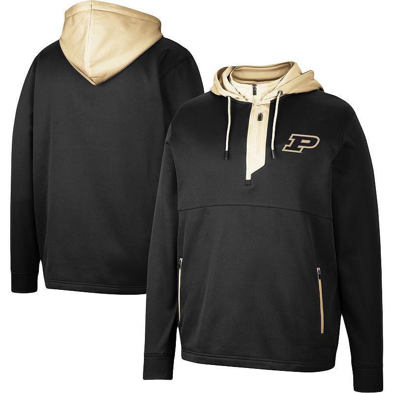 Mens Colosseum Black Purdue Boilermakers Luge 3.0 Quarter-Zip Hoodie Product Image