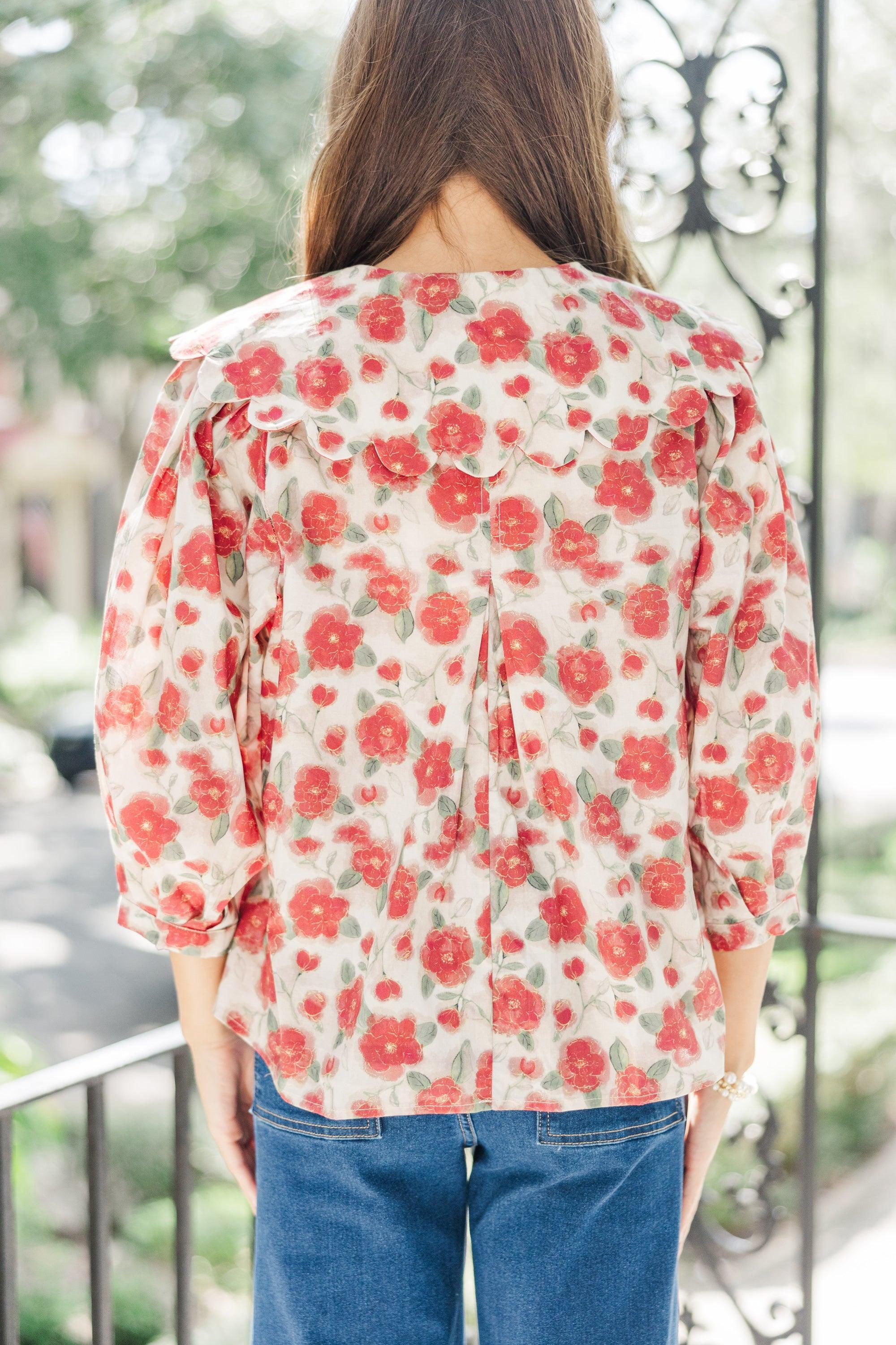 The First Step Berry Red Floral Blouse Female Product Image