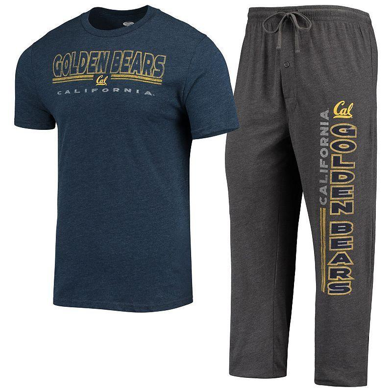 Mens Concepts Sport Heathered /Navy Cal Bears Meter T-Shirt & Pants Sleep Set Grey Product Image