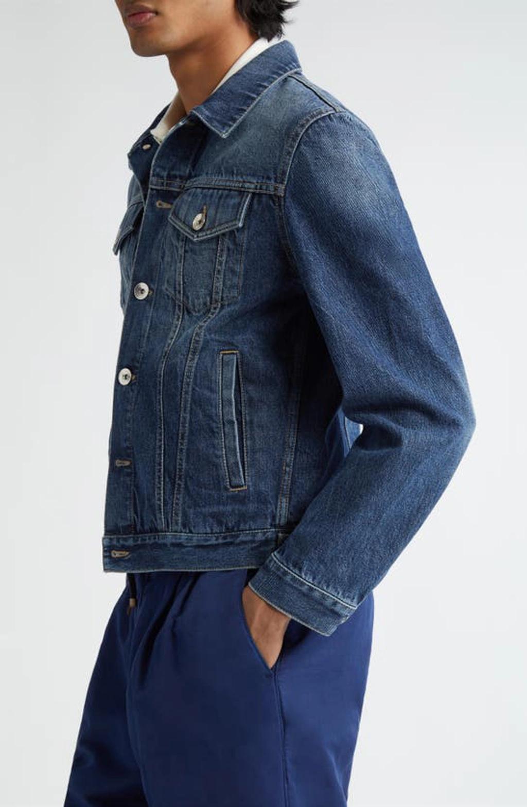 BRUNELLO CUCINELLI Denim Trucker Jacket In Dark Denim Product Image