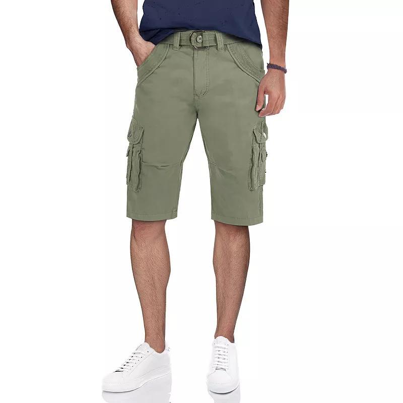 Mens Xray Belted Double-Pocket Bermuda Cargo Beig/Green Product Image