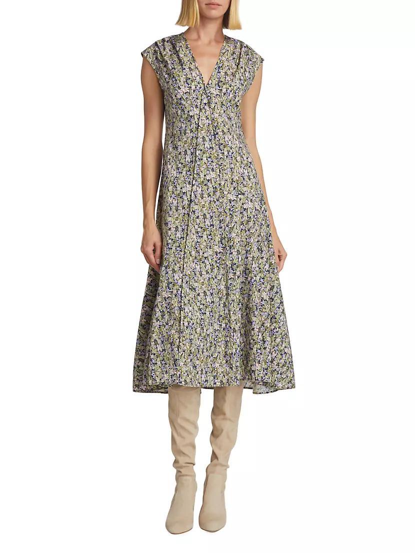 Reina Cotton Floral Midi-Dress Product Image