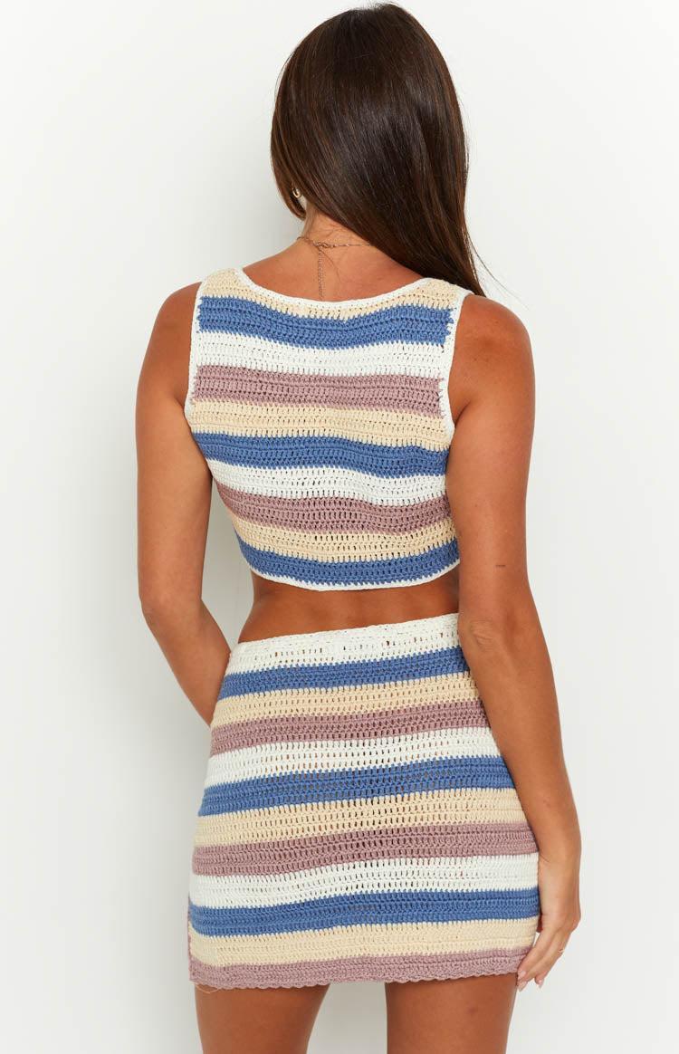 Rosita Stripe Crochet Mini Skirt Product Image